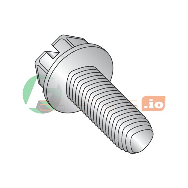 Newport Fasteners Thread Forming Screw, #10-32 x 1/2 in, Plain Stainless Steel Hex Head Slotted Drive, 3000 PK 460454 - main